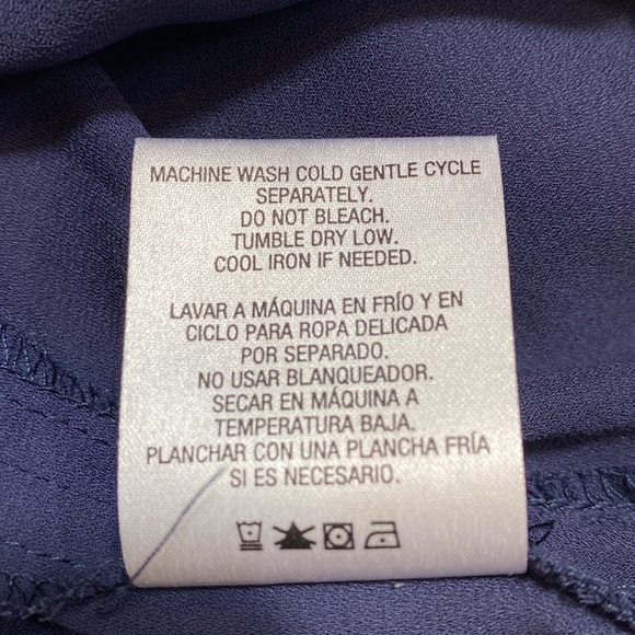 Navy Sheer V-Neck Long Sleeves Blouse L - Picture 10 of 10